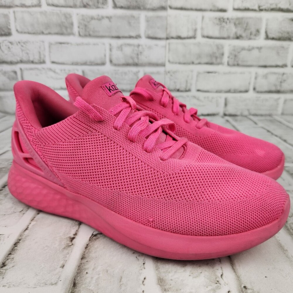 Kizik Athens Women's Size 11 Pink Lace Up Hands Free Slip Knit Sneaker Drop Heel